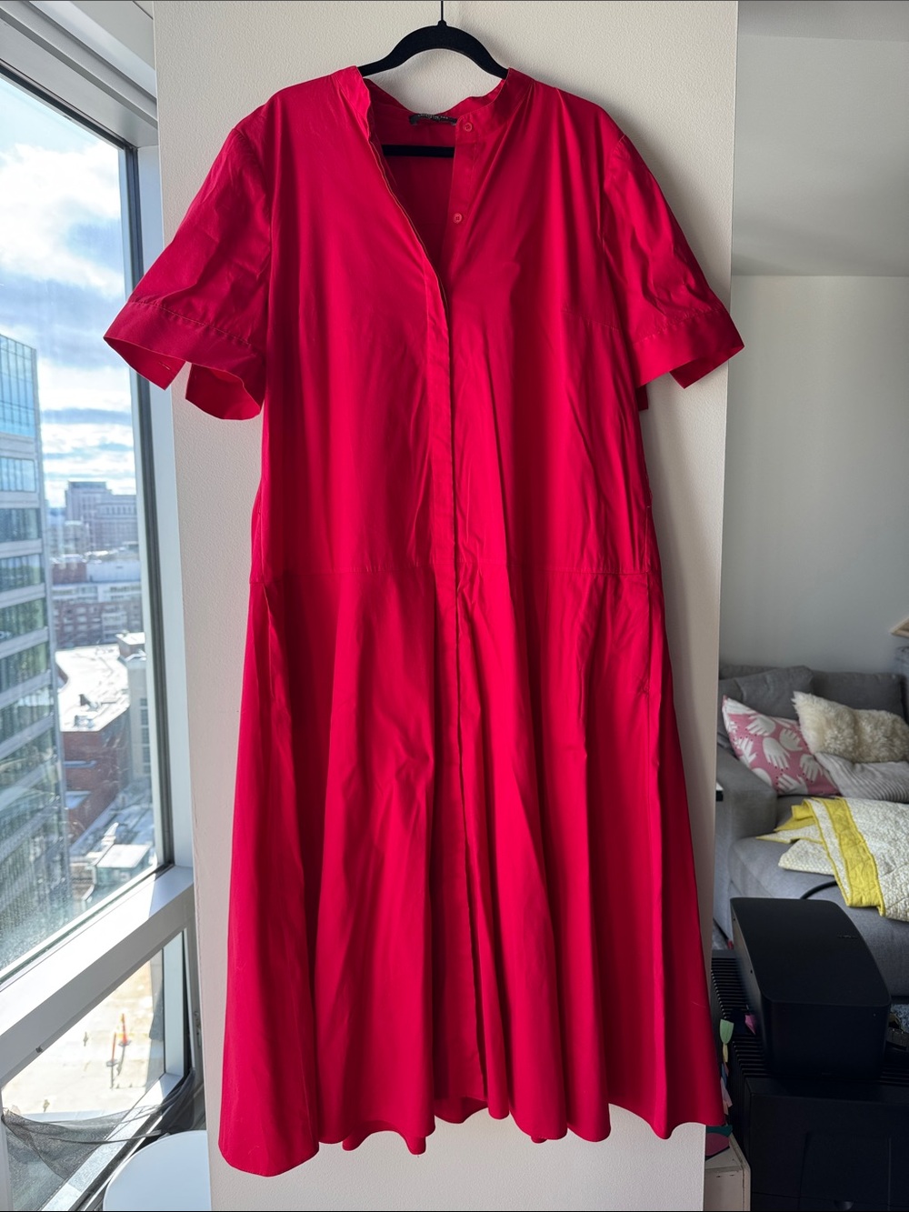 Lafayette 148 New York Bright Red Short-Sleeve Long dress
